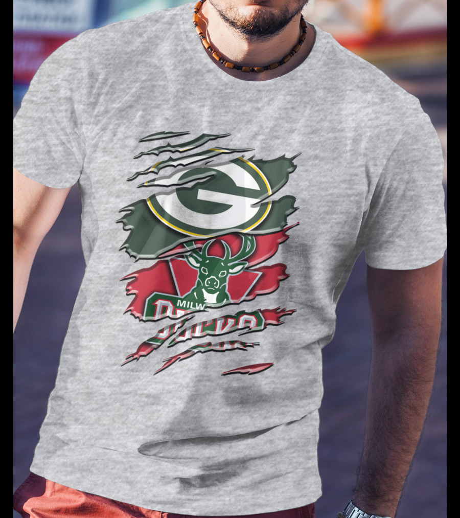 Milwaukee Bucks Green Bay Packers Crossover Rah T-Shirt