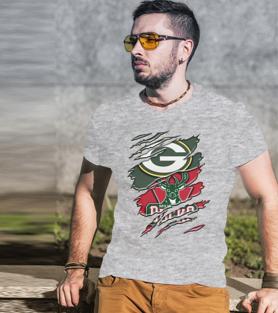 Milwaukee Bucks Green Bay Packers Crossover Rah T-Shirt