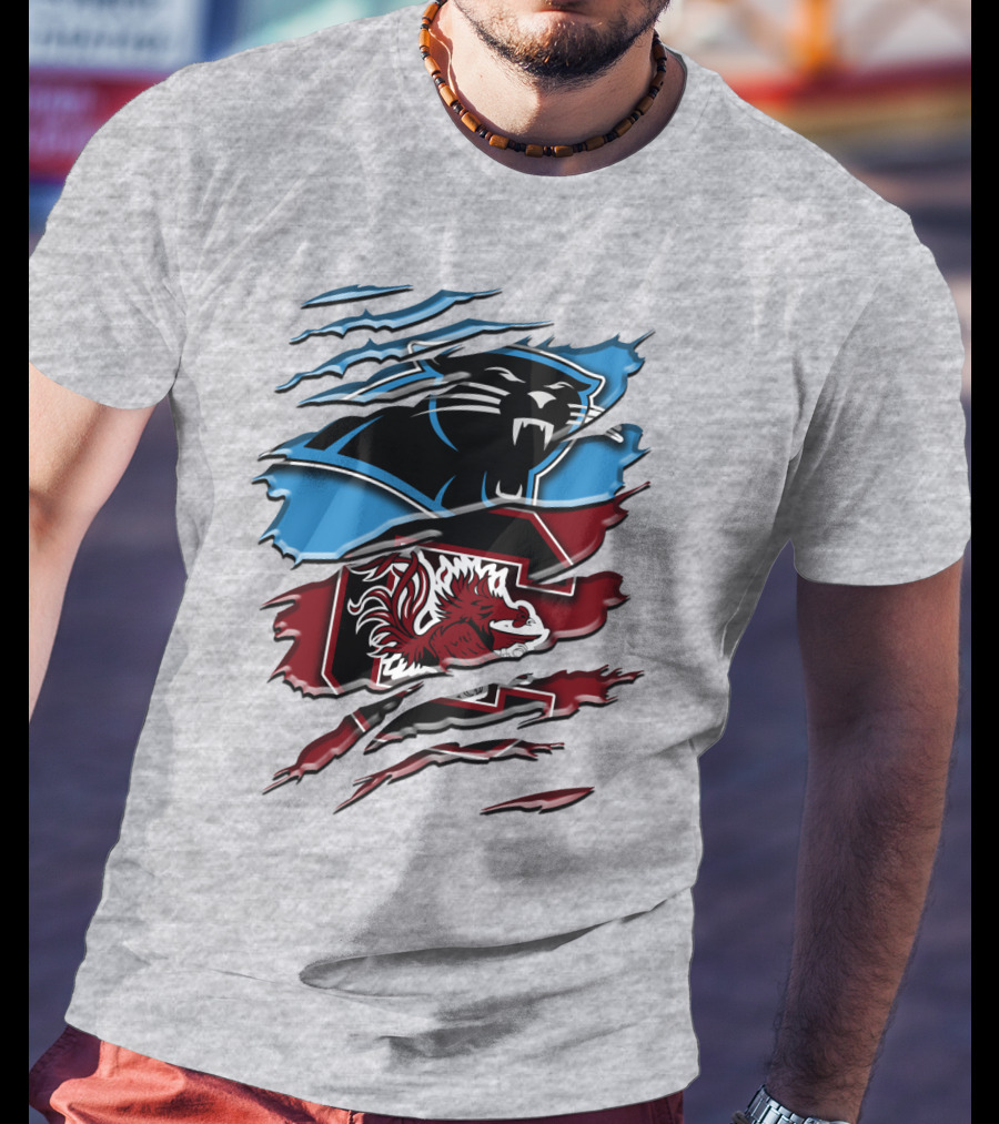 Carolina Panthers Gamecocks Ripped T-Shirt