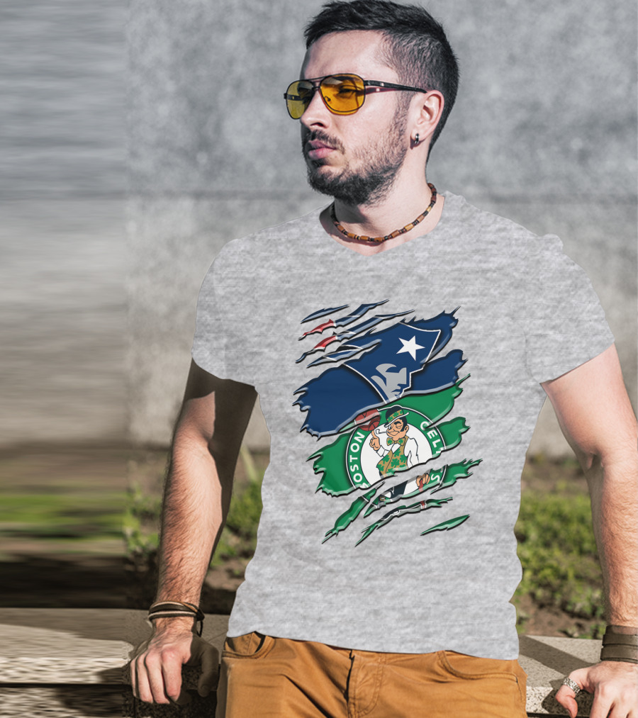 Patriots And Boston Celtics Logo Mashup Rah 090 T-Shirt