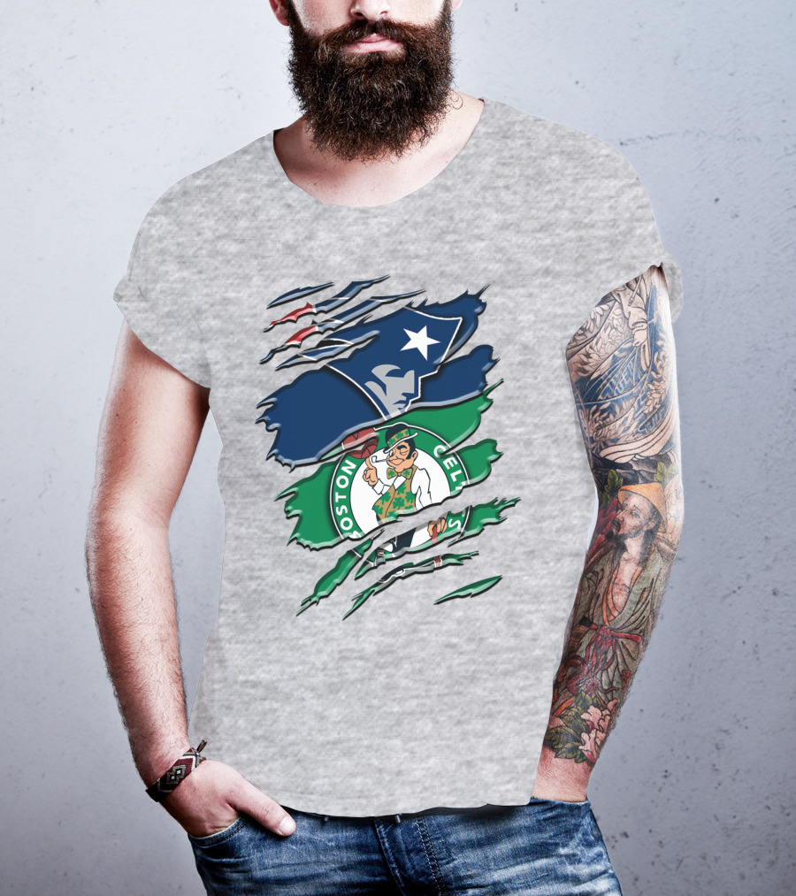 Patriots And Boston Celtics Logo Mashup Rah 090 T-Shirt
