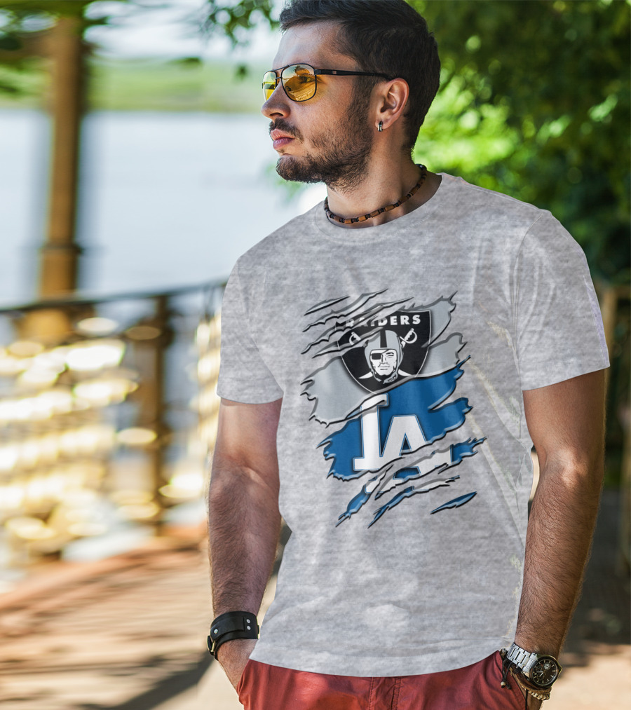 Raiders La Dodgers Crest Combination T-Shirt