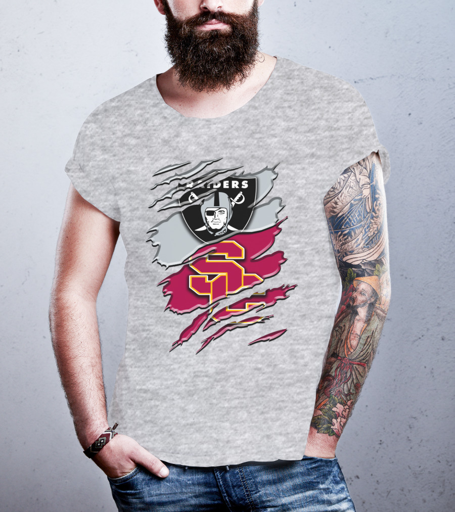 Raiders And Usc Trojans Logo Fusion Rah 098 T-Shirt