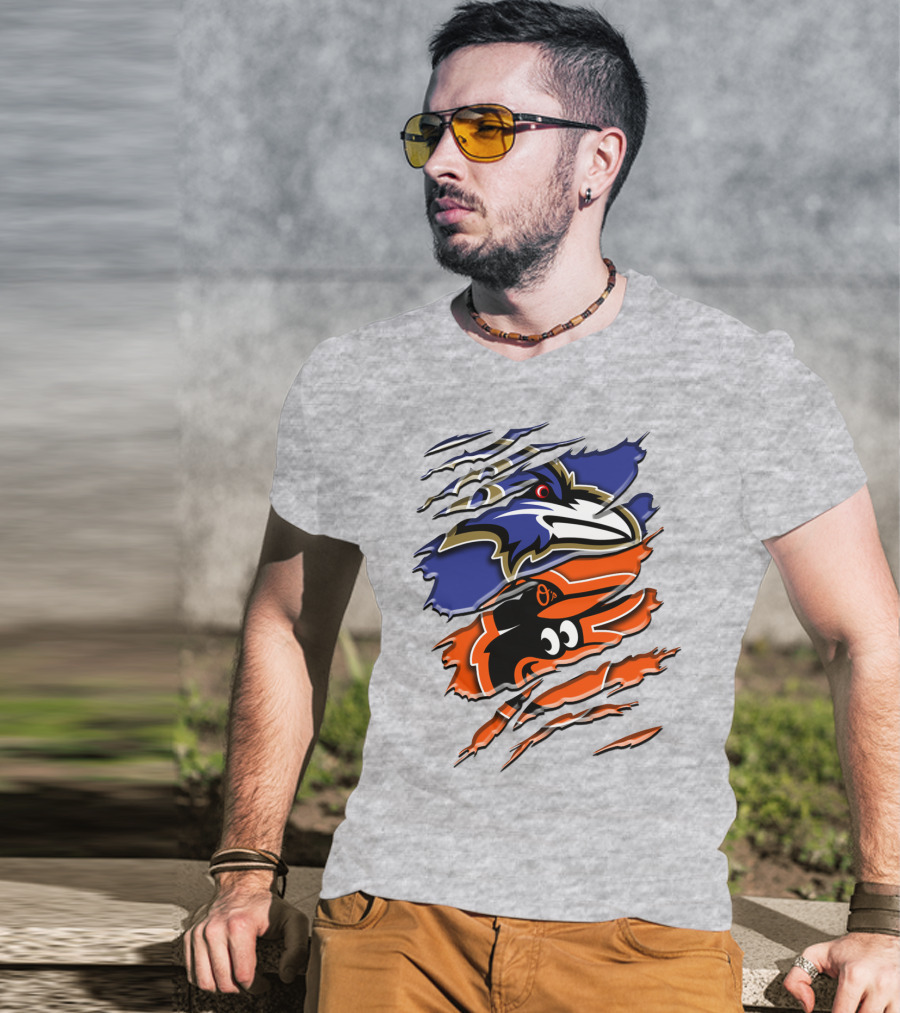 Baltimore Ravens Orioles Logo Mashup Rah 101 T-Shirt
