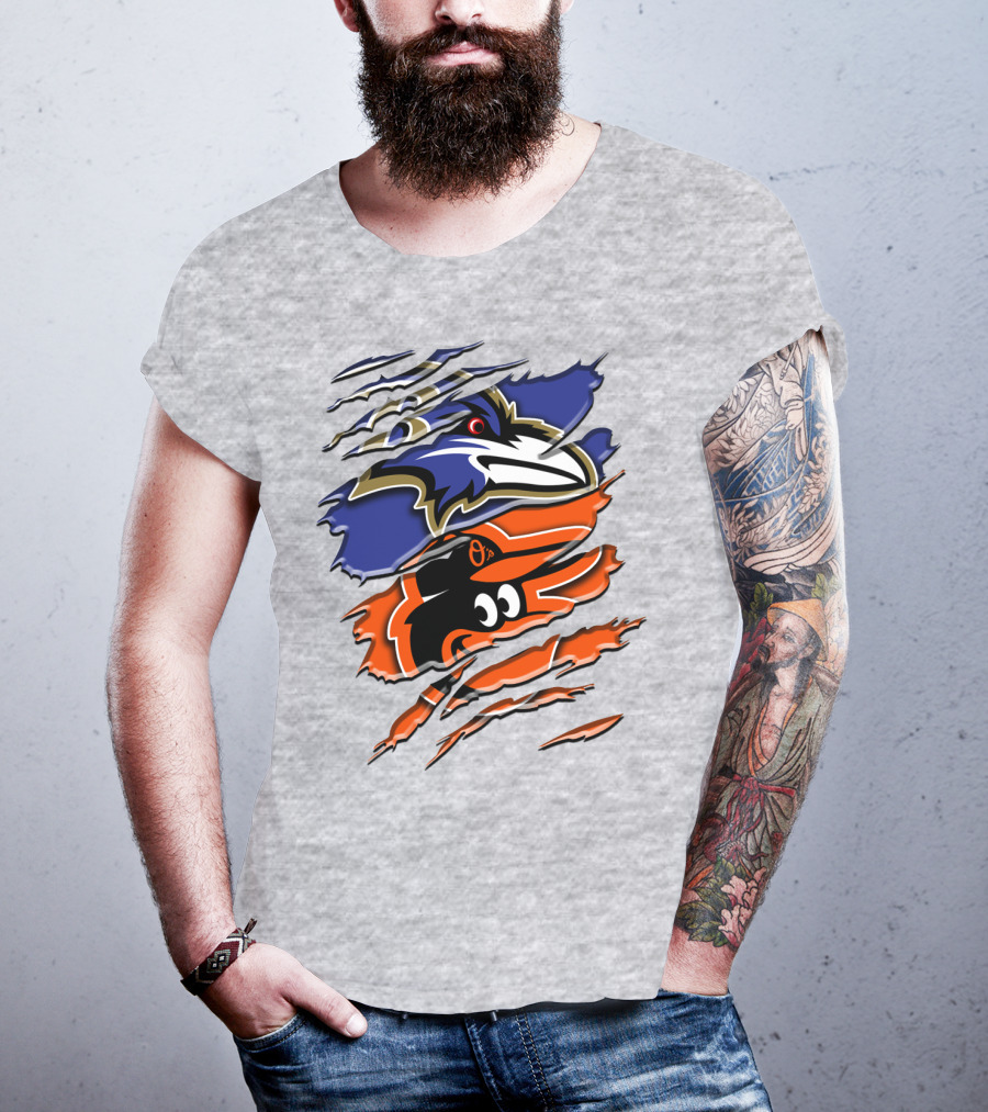 Baltimore Ravens Orioles Logo Mashup Rah 101 T-Shirt