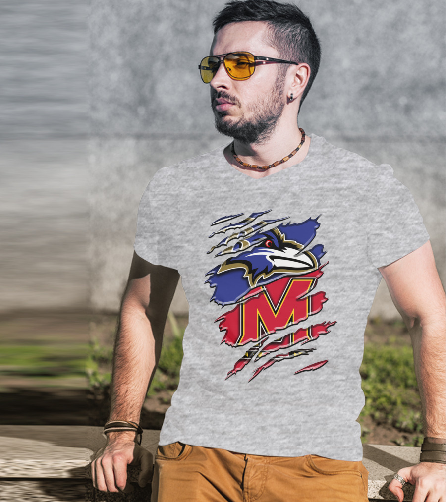Baltimore Ravens Maryland Terrapins Mashup Rah 102 T-Shirt
