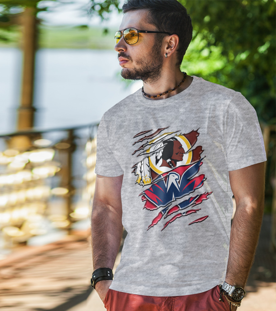 Washington Capitals And Washington Redskins Logo Mashup Rah 104 T-Shirt