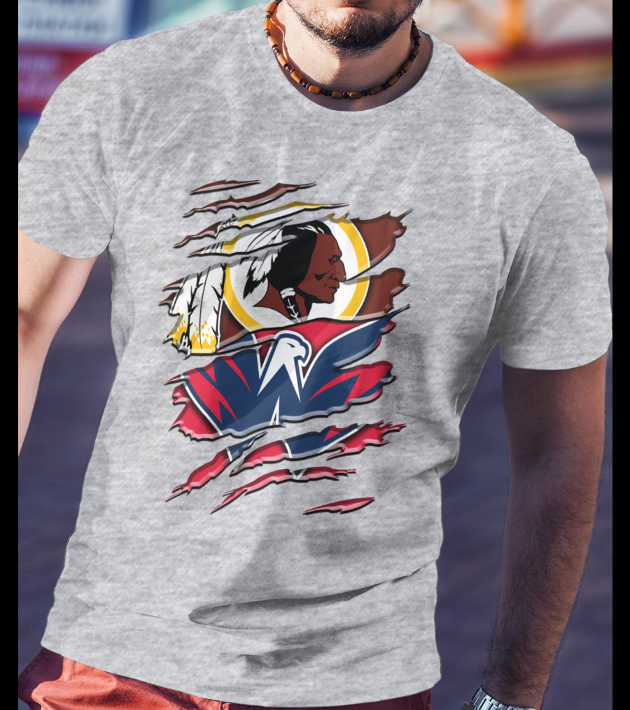 Washington Capitals And Washington Redskins Logo Mashup Rah 104 T-Shirt