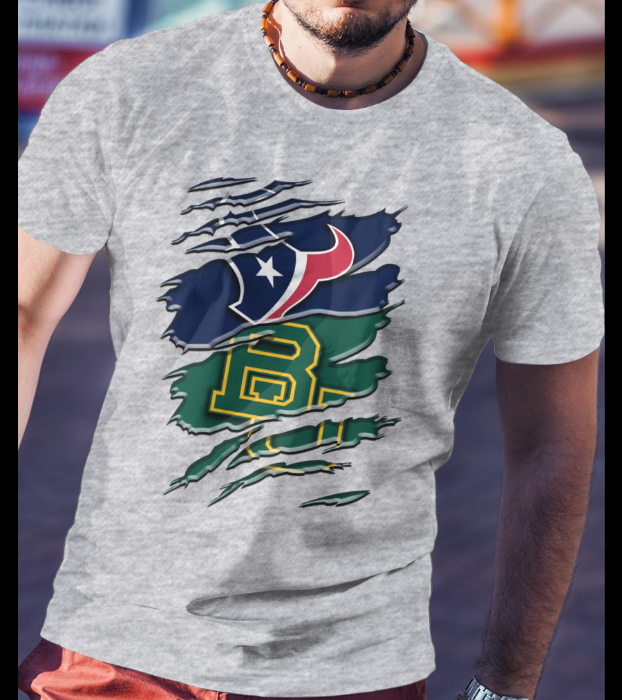 Baylor Bears Houston Texans Ripped Graphic Rah 116 T-Shirt