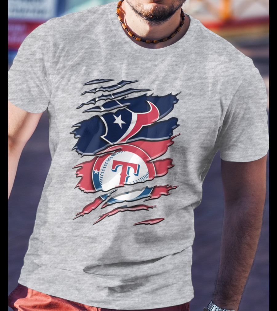 Houston Texans And Texas Rangers Sports Fan Rah 124 T-Shirt