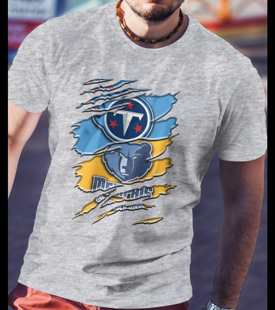 Tennessee Titans Memphis Grizzlies Logo Mashup Rah 128 T-Shirt