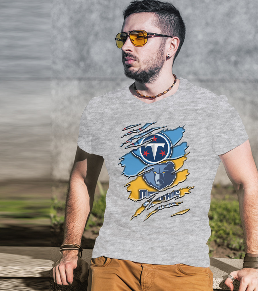 Tennessee Titans Memphis Grizzlies Logo Mashup Rah 128 T-Shirt