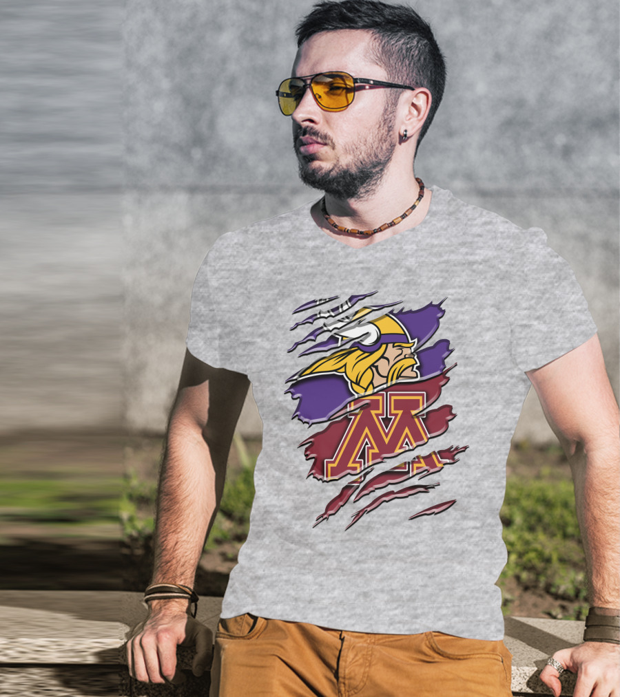 Minnesota Vikings And Golden Gophers Claw Marks Rah 133 T-Shirt