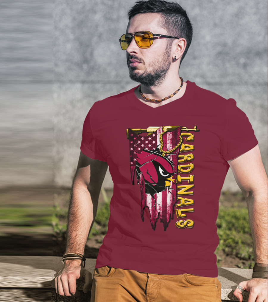 Cardinals Usa Flag And Chain T-Shirt
