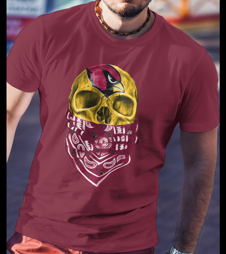 Arizona Cardinals Skull Bandana Red T-Shirt