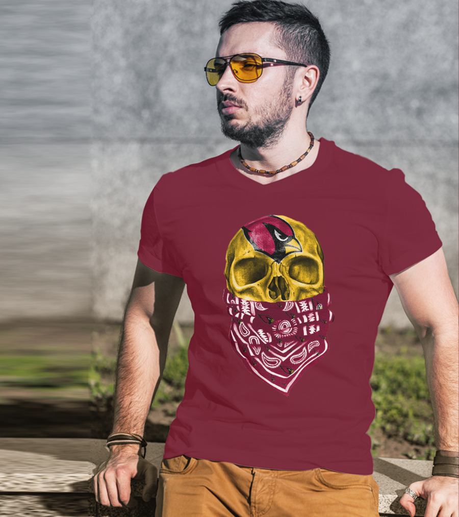 Arizona Cardinals Skull Bandana Red T-Shirt