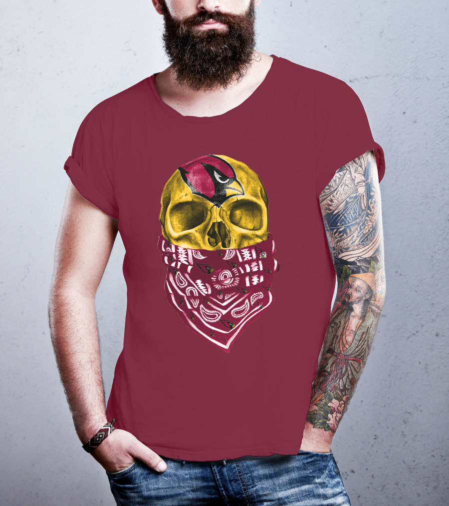 Arizona Cardinals Skull Bandana Red T-Shirt