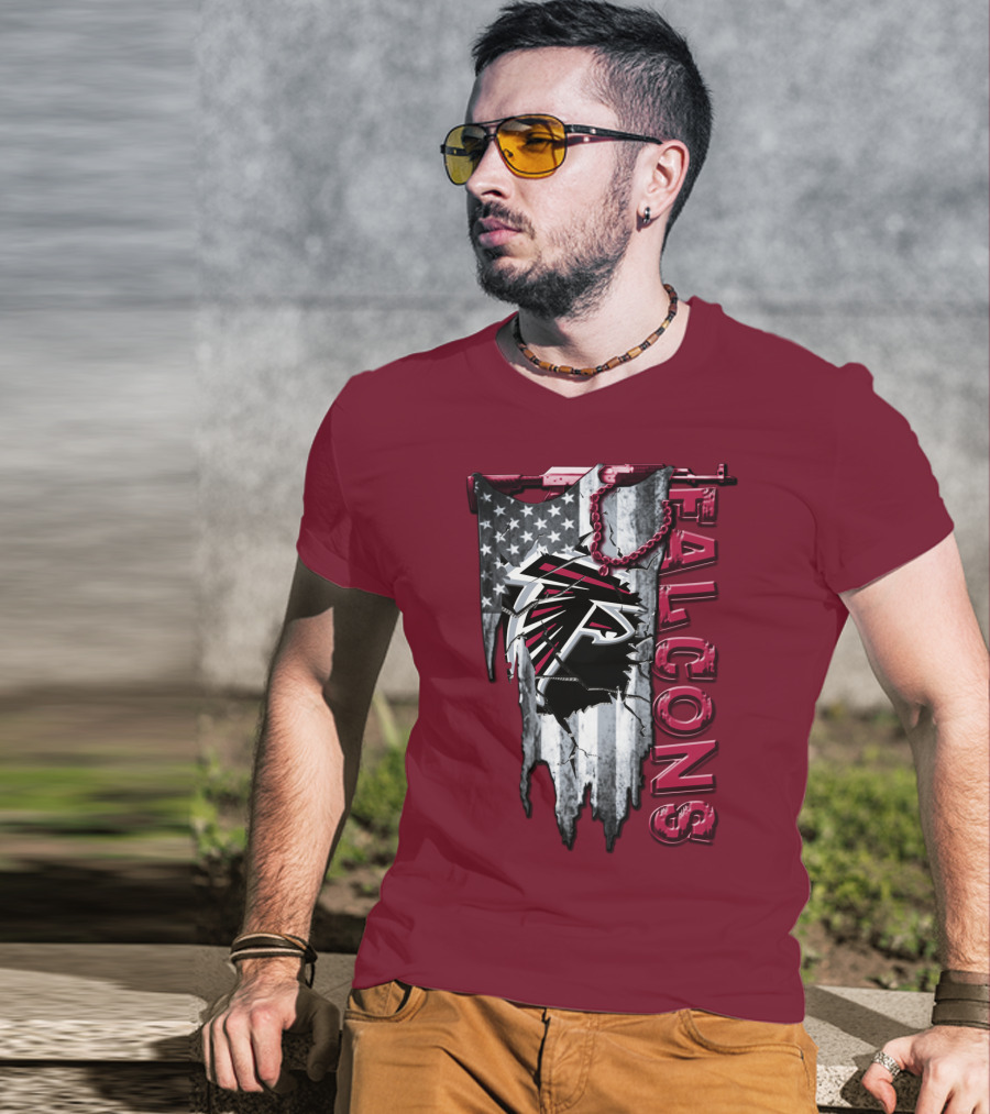 Atlanta Falcons American Flag Football Team T-Shirt
