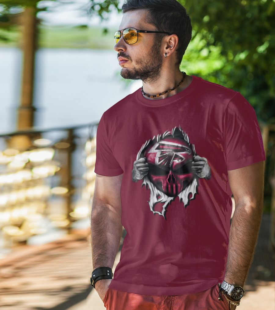 Atlanta Falcons Skull Logo Tearing T-Shirt