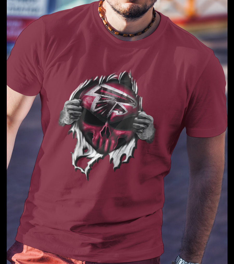 Atlanta Falcons Skull Logo Tearing T-Shirt