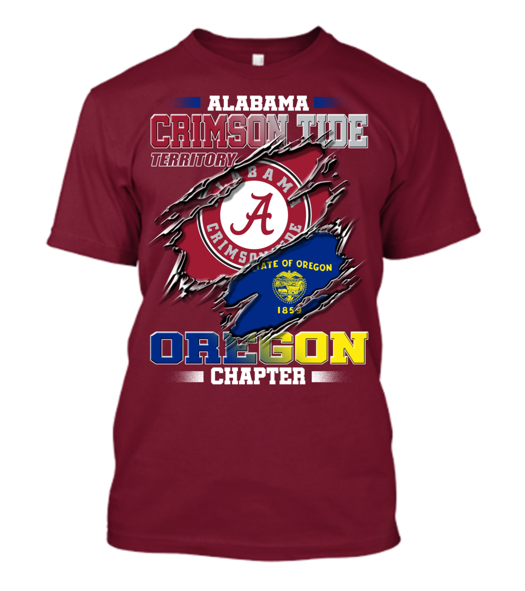 Alabama Crimson Tide Territory Oregon Chapter State Of Oregon 1859 T-Shirt