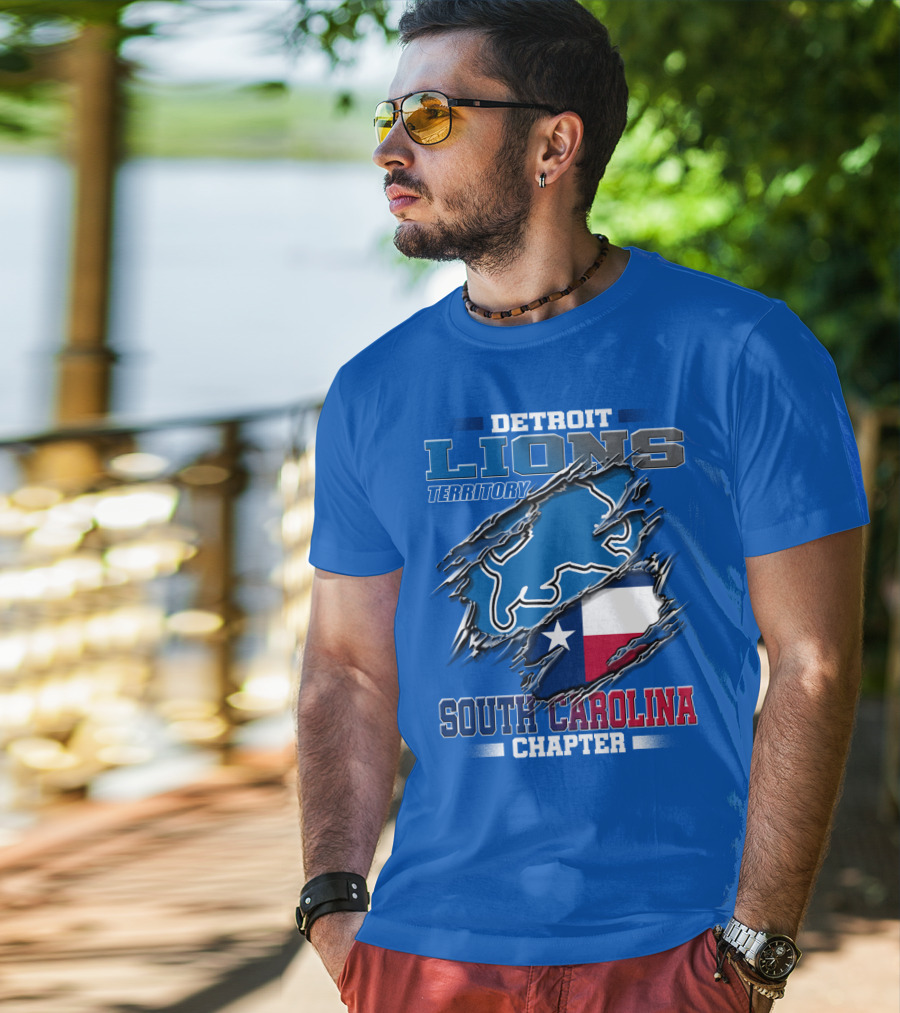 Detroit Lions Territory South Carolina Chapter Texas Flag T-Shirt