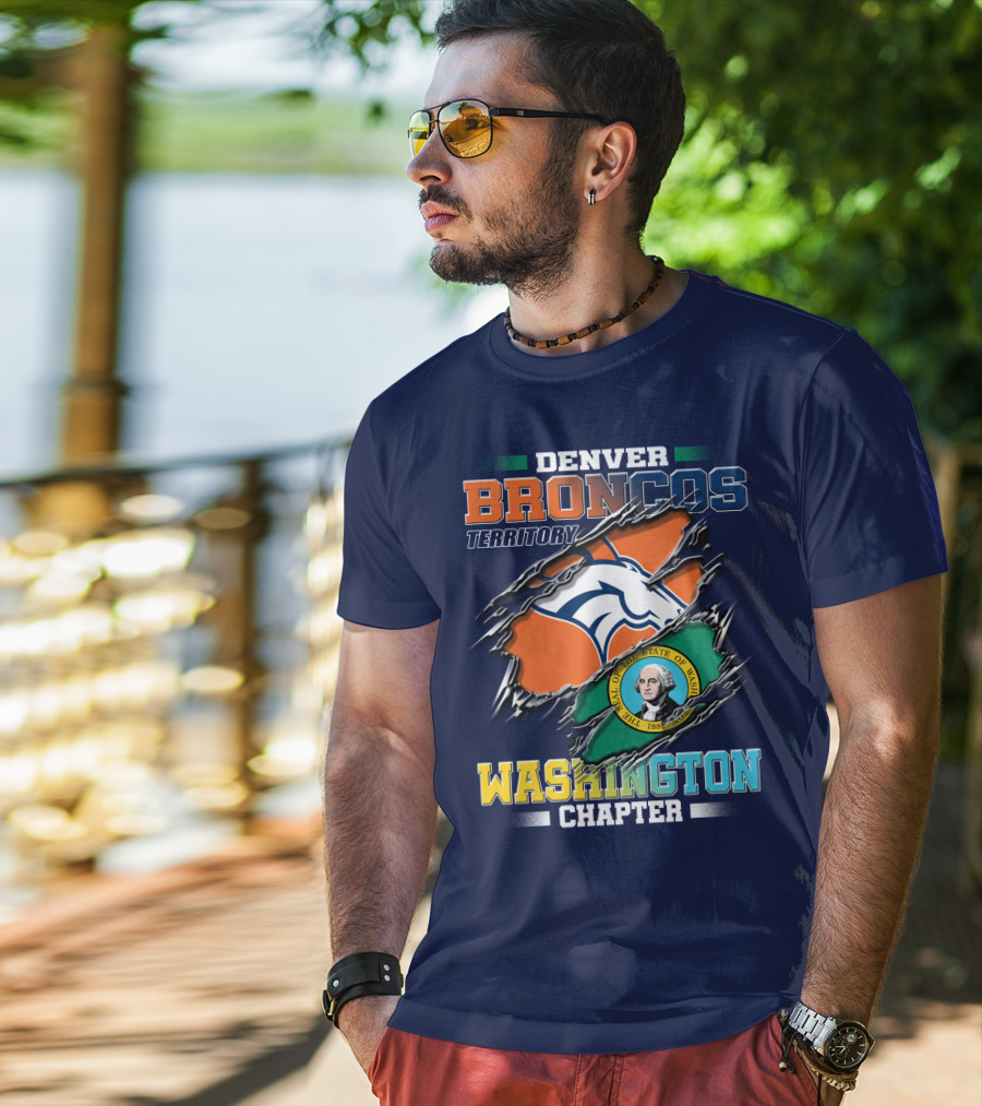 Denver Broncos Territory Washington Chapter Seal Of State Of Washington T-Shirt