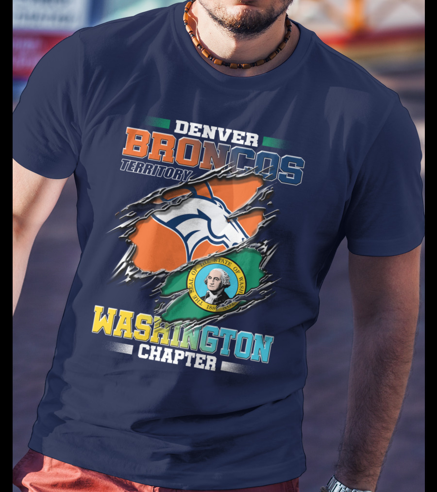 Denver Broncos Territory Washington Chapter Seal Of State Of Washington T-Shirt