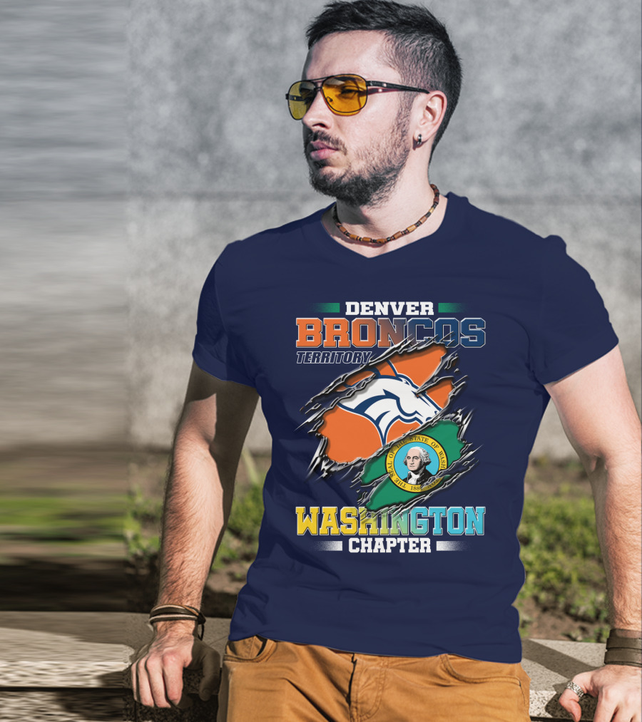 Denver Broncos Territory Washington Chapter Seal Of State Of Washington T-Shirt