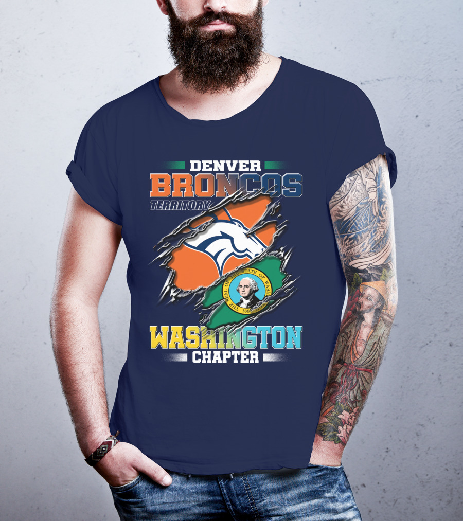 Denver Broncos Territory Washington Chapter Seal Of State Of Washington T-Shirt