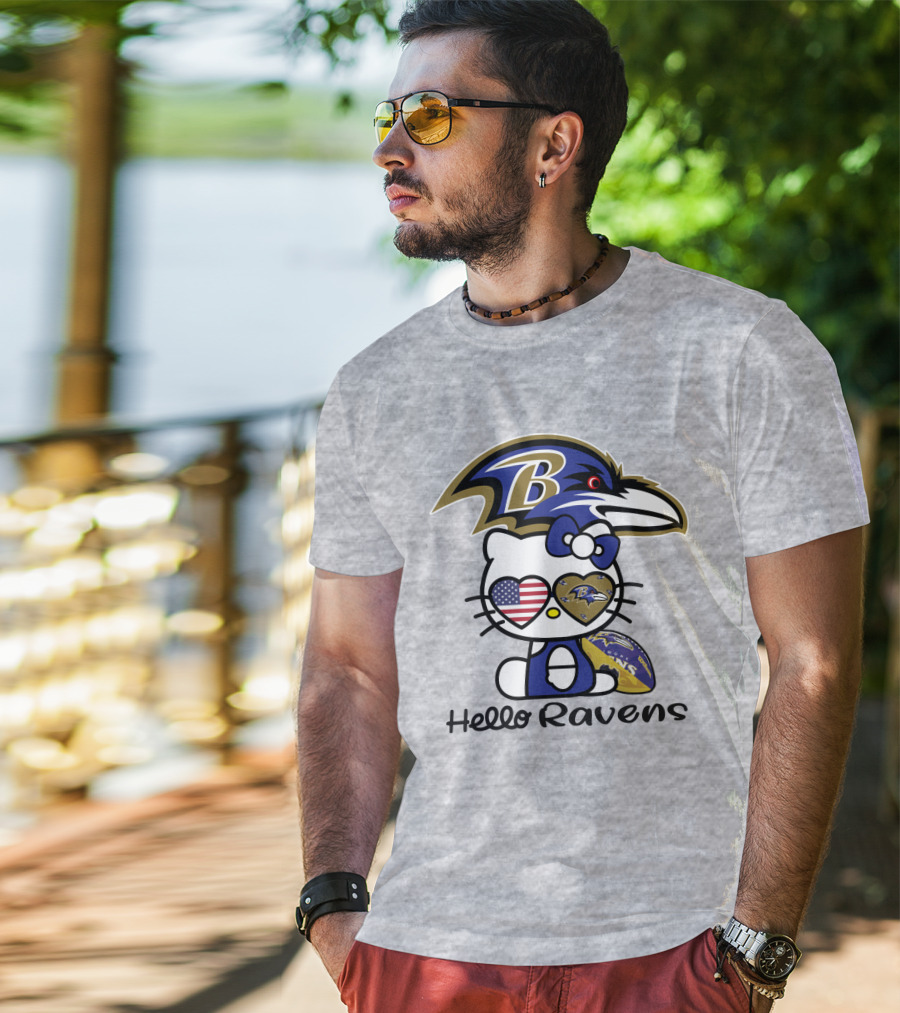 Hello Ravens Football Baltimore Ravens Hello Kitty T-Shirt