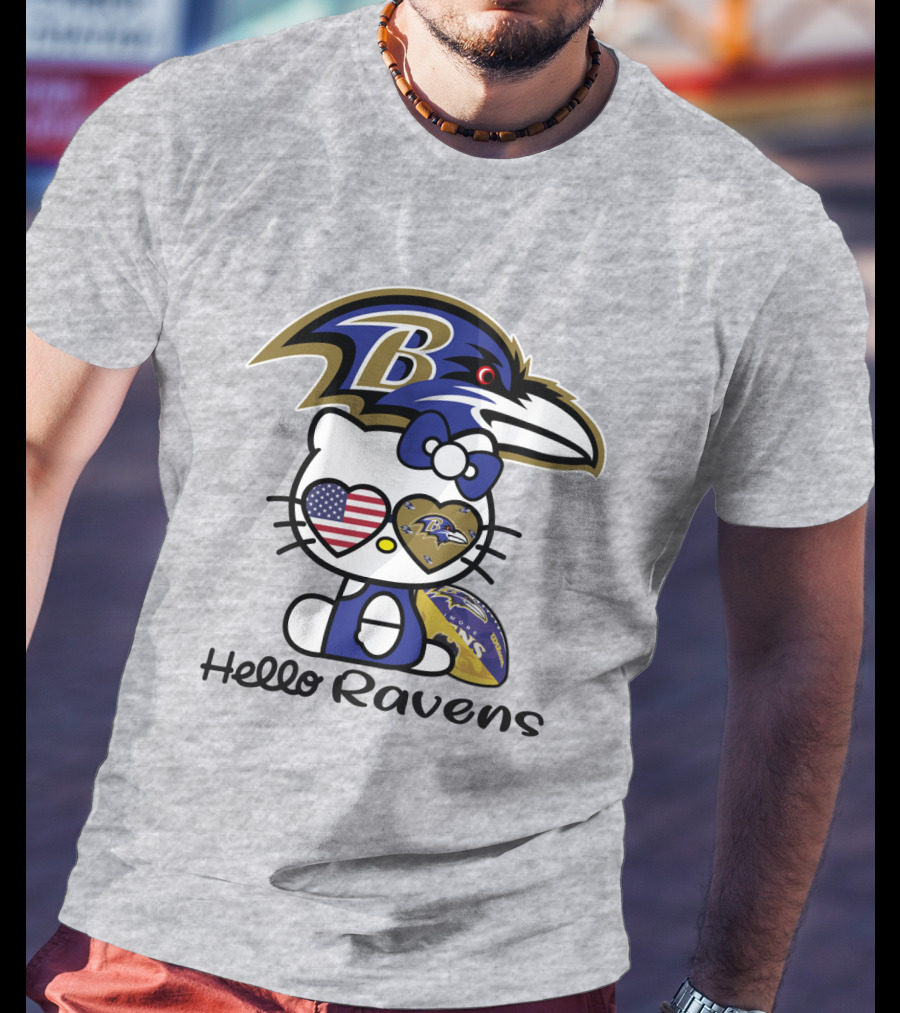 Hello Ravens Football Baltimore Ravens Hello Kitty T-Shirt
