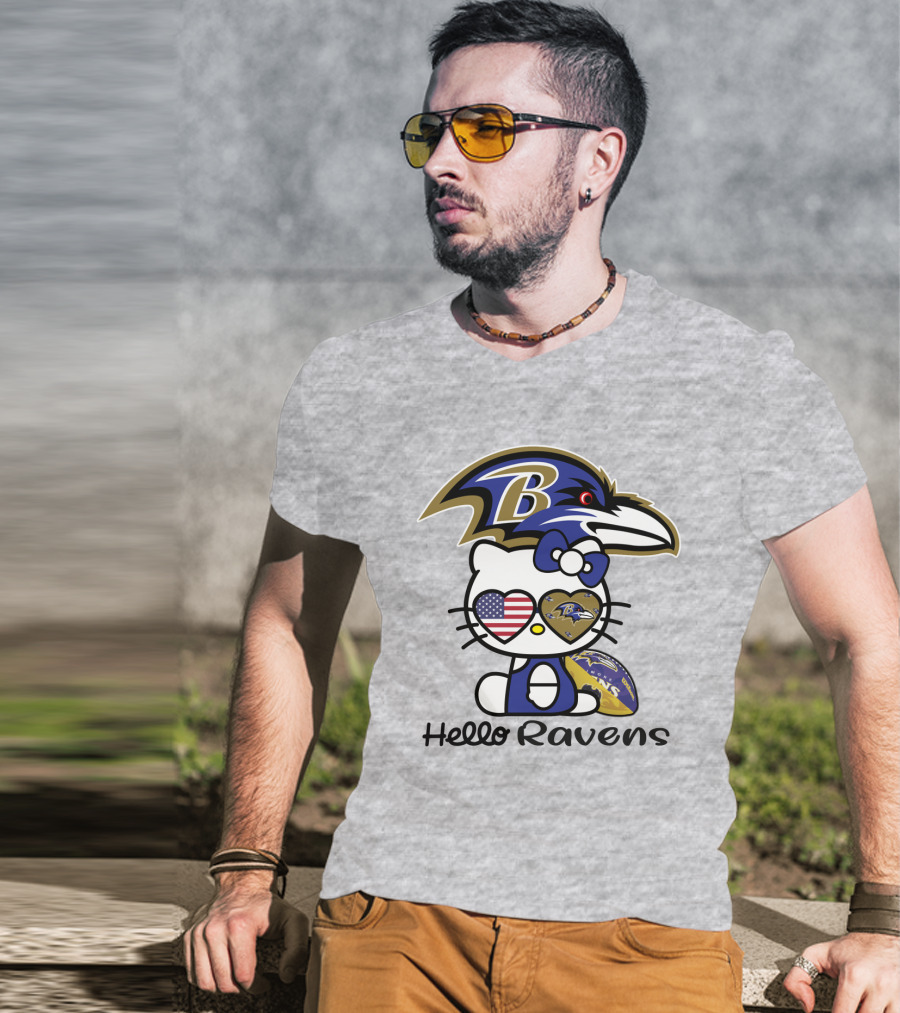 Hello Ravens Football Baltimore Ravens Hello Kitty T-Shirt