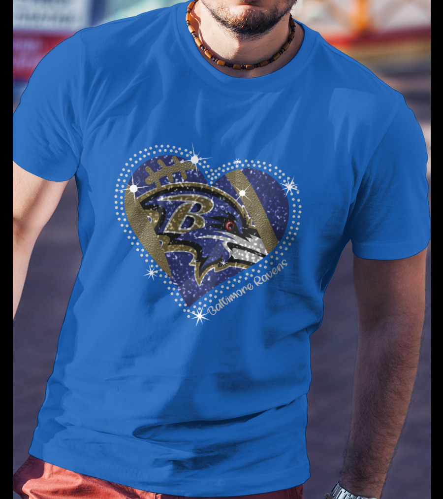 Baltimore Ravens Heart Football T-Shirt