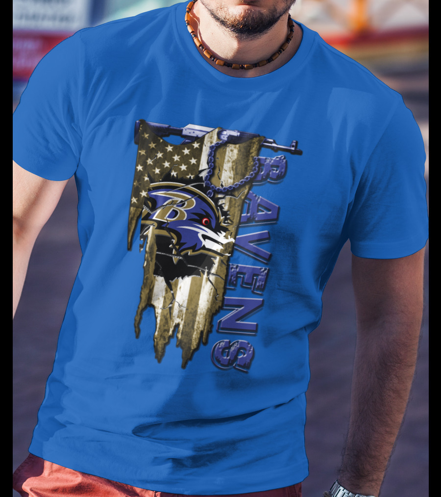 Baltimore Ravens American Flag Chain T-Shirt