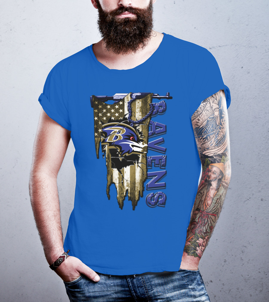 Baltimore Ravens American Flag Chain T-Shirt
