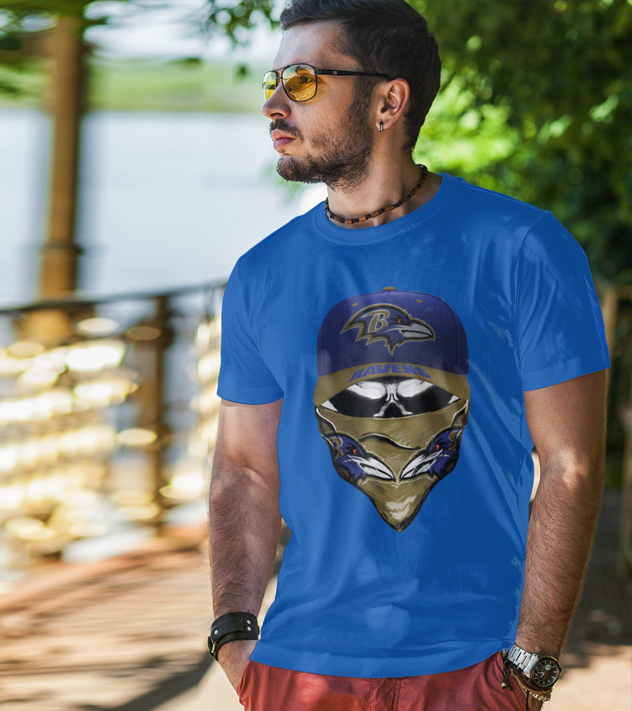 Baltimore Ravens Ravens Bandana And Logo Hat Combo T-Shirt