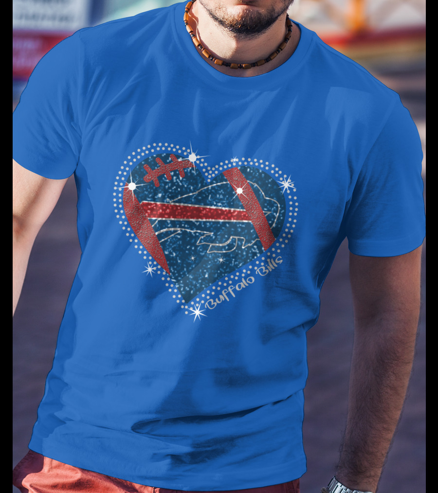 Buffalo Bills Heart Football Sparkle T-Shirt
