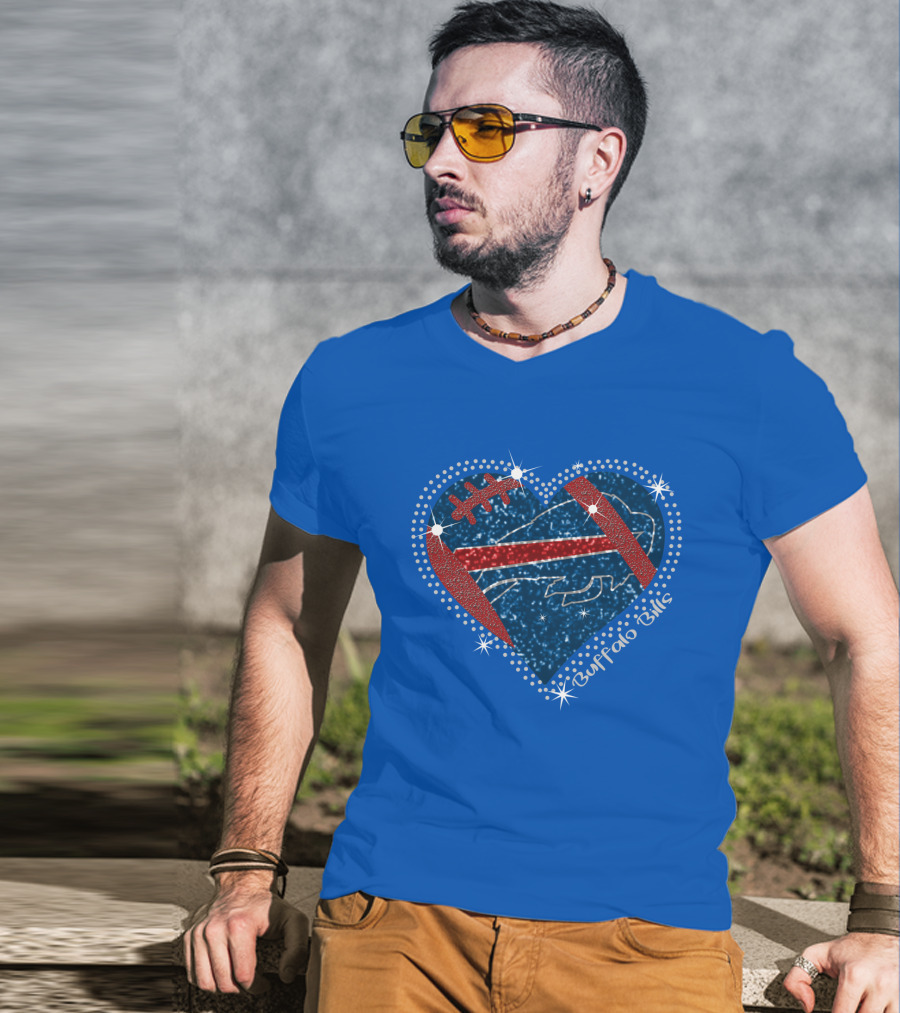 Buffalo Bills Heart Football Sparkle T-Shirt