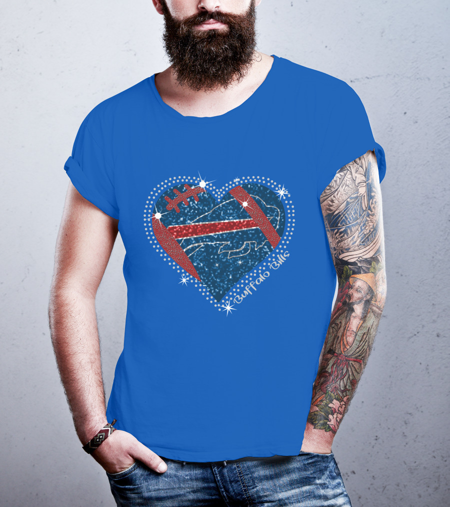 Buffalo Bills Heart Football Sparkle T-Shirt