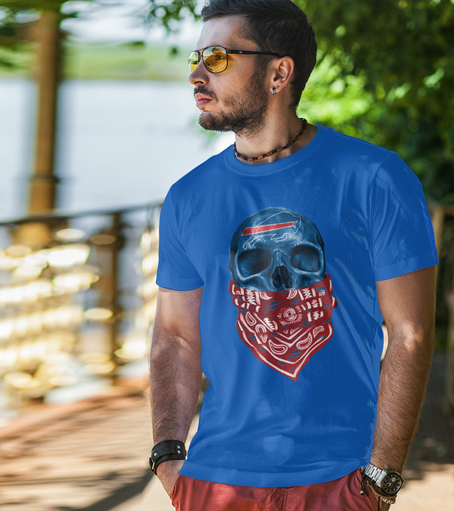 Buffalo Bills Skull With Bandana T-Shirt