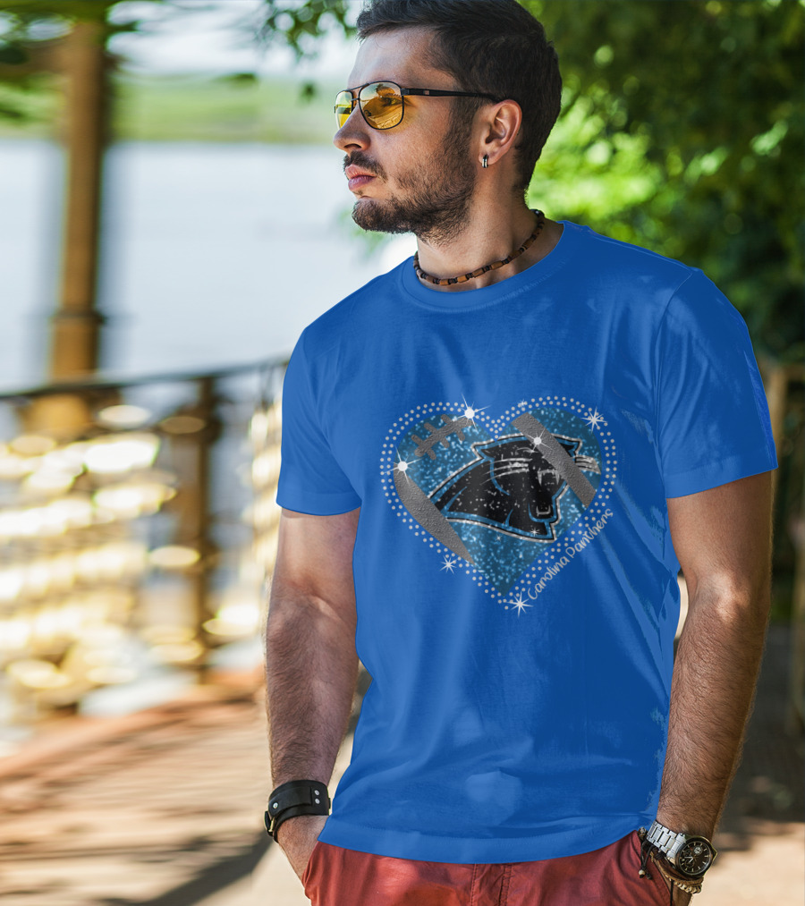 Carolina Panthers Heart Football T-Shirt