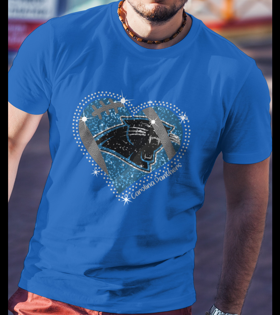 Carolina Panthers Heart Football T-Shirt
