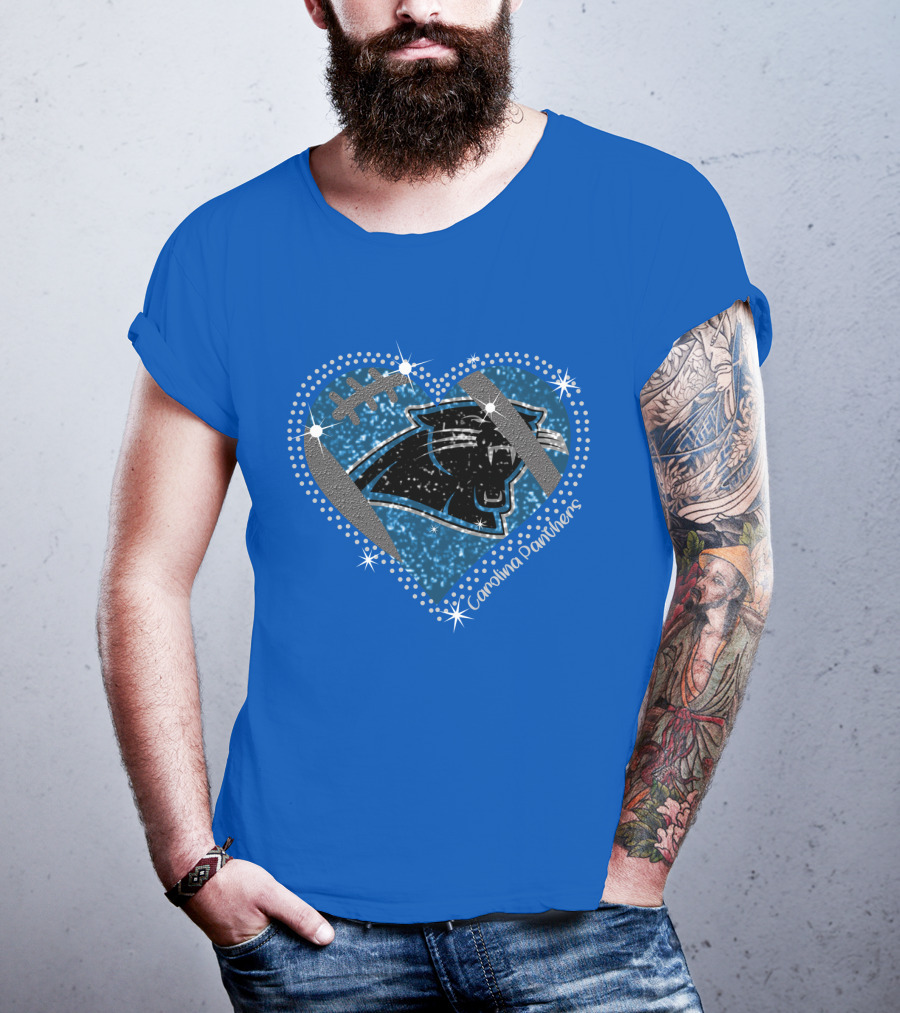 Carolina Panthers Heart Football T-Shirt