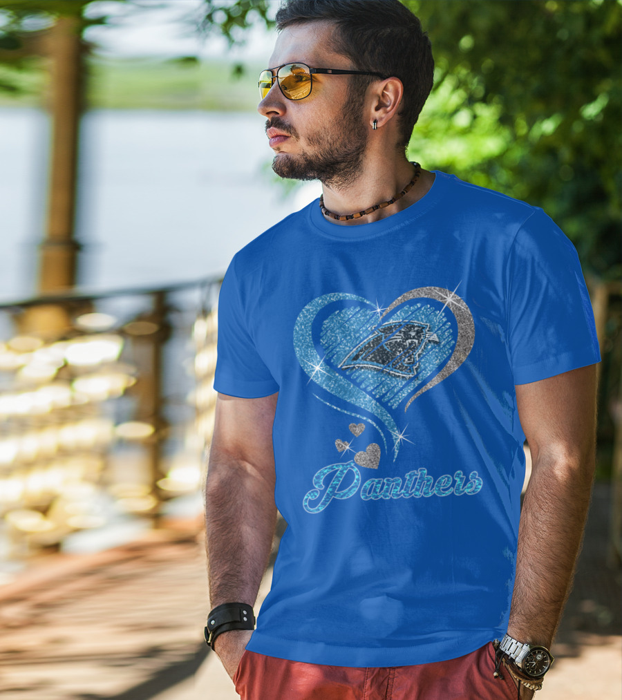 Panthers Heart Silver Blue T-Shirt