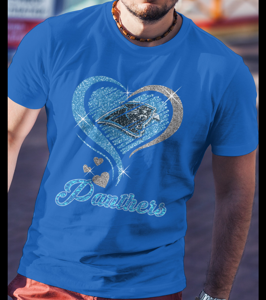 Panthers Heart Silver Blue T-Shirt
