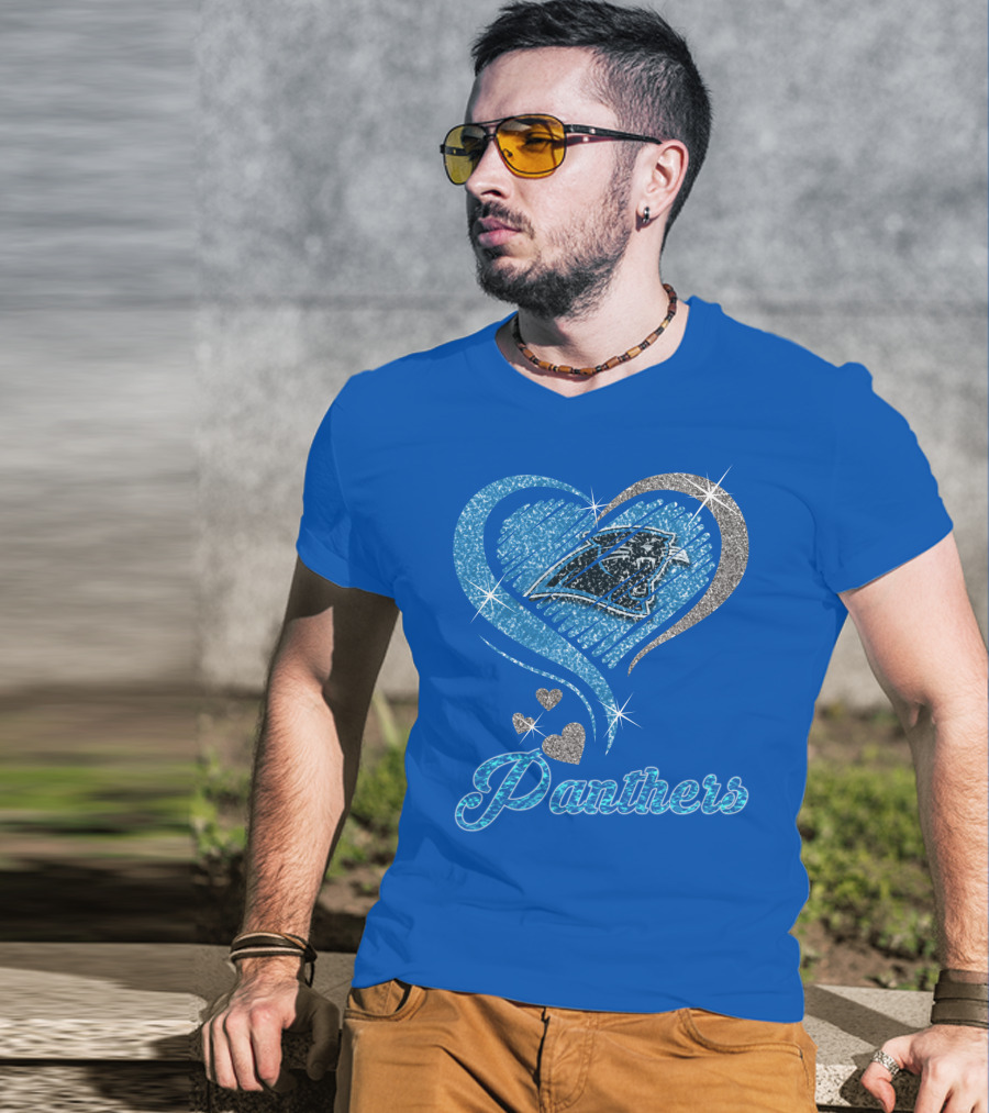 Panthers Heart Silver Blue T-Shirt