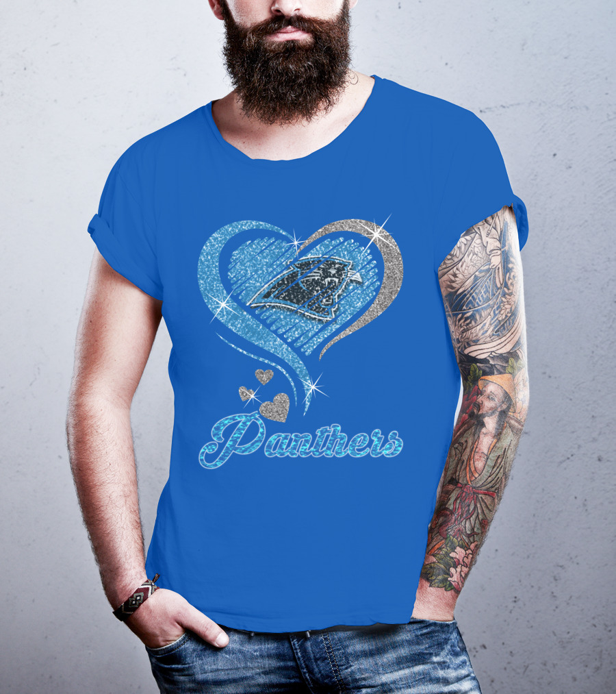 Panthers Heart Silver Blue T-Shirt