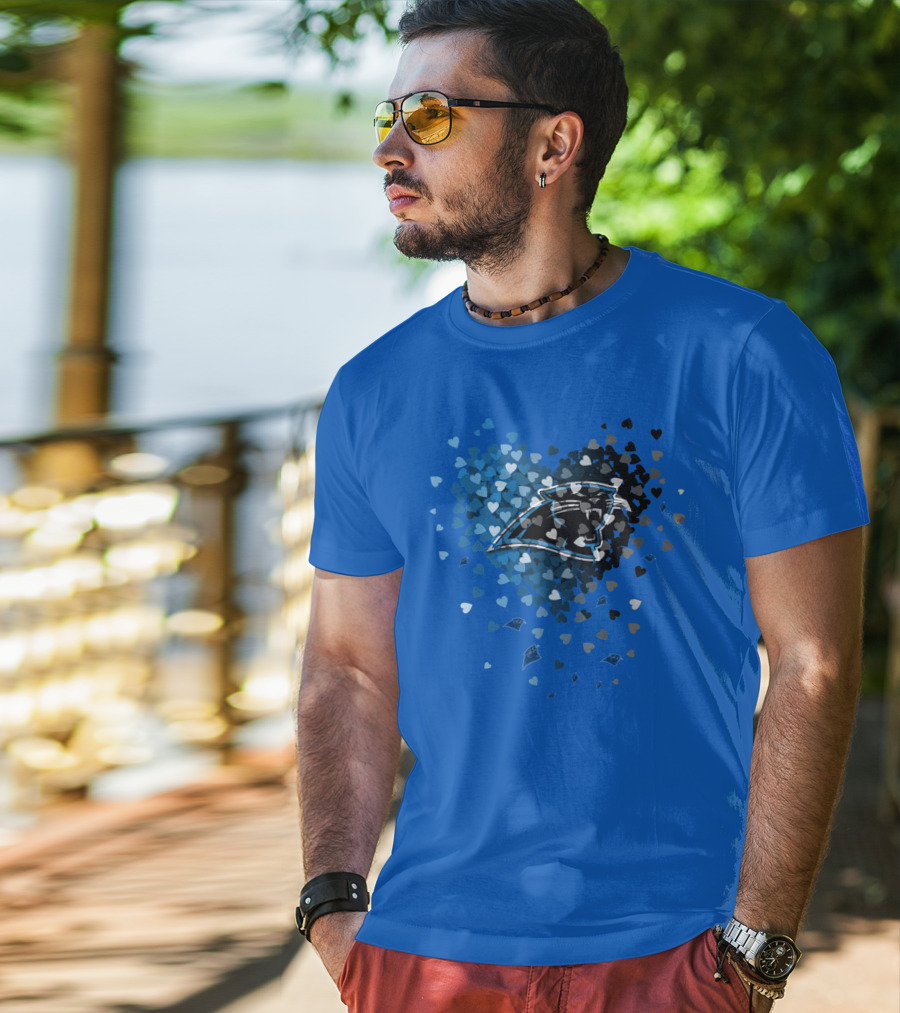 Carolina Panthers Heart-Shaped Blue And Black Logo T-Shirt
