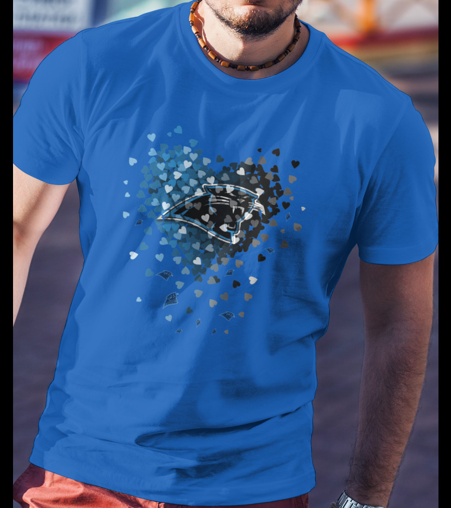 Carolina Panthers Heart-Shaped Blue And Black Logo T-Shirt